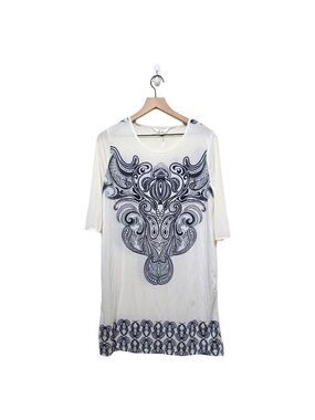 5th & Love Ecru & Navy Paisley Tunic Mini Dress NWT Sz S